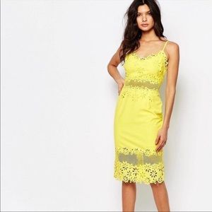 ASOS river island yellow laser cut dress